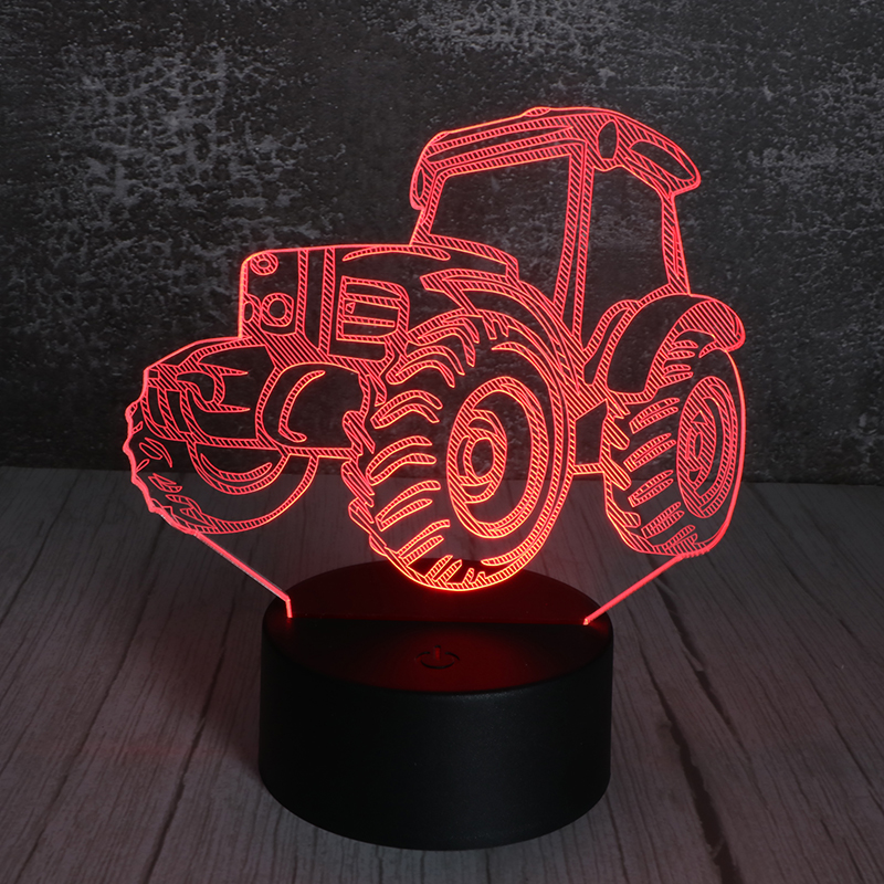 3d亞克力小夜燈創意led插電遙（yáo）控（kòng）亞克力小夜燈拖（tuō）拉機定製