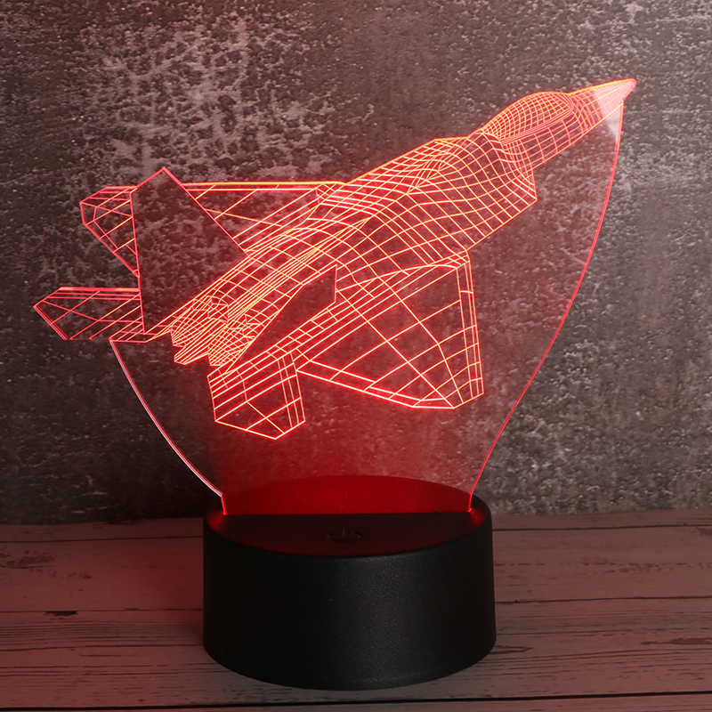 3d立體小夜燈創意亞（yà）克力（lì）小夜燈led觸（chù）控小夜燈飛機定製