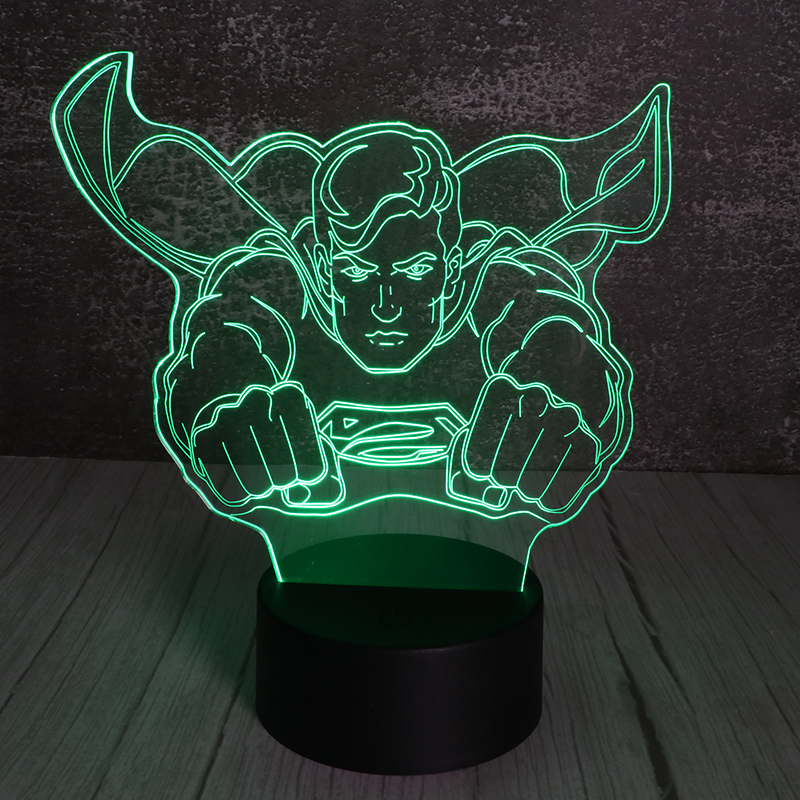 3d立體遙控小夜燈創意亞克力led發（fā）光超人小夜燈廠家定製