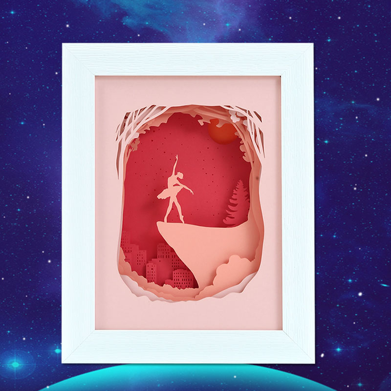 3d疊影紙雕燈芭蕾舞者創意紙雕小夜燈廠家定製