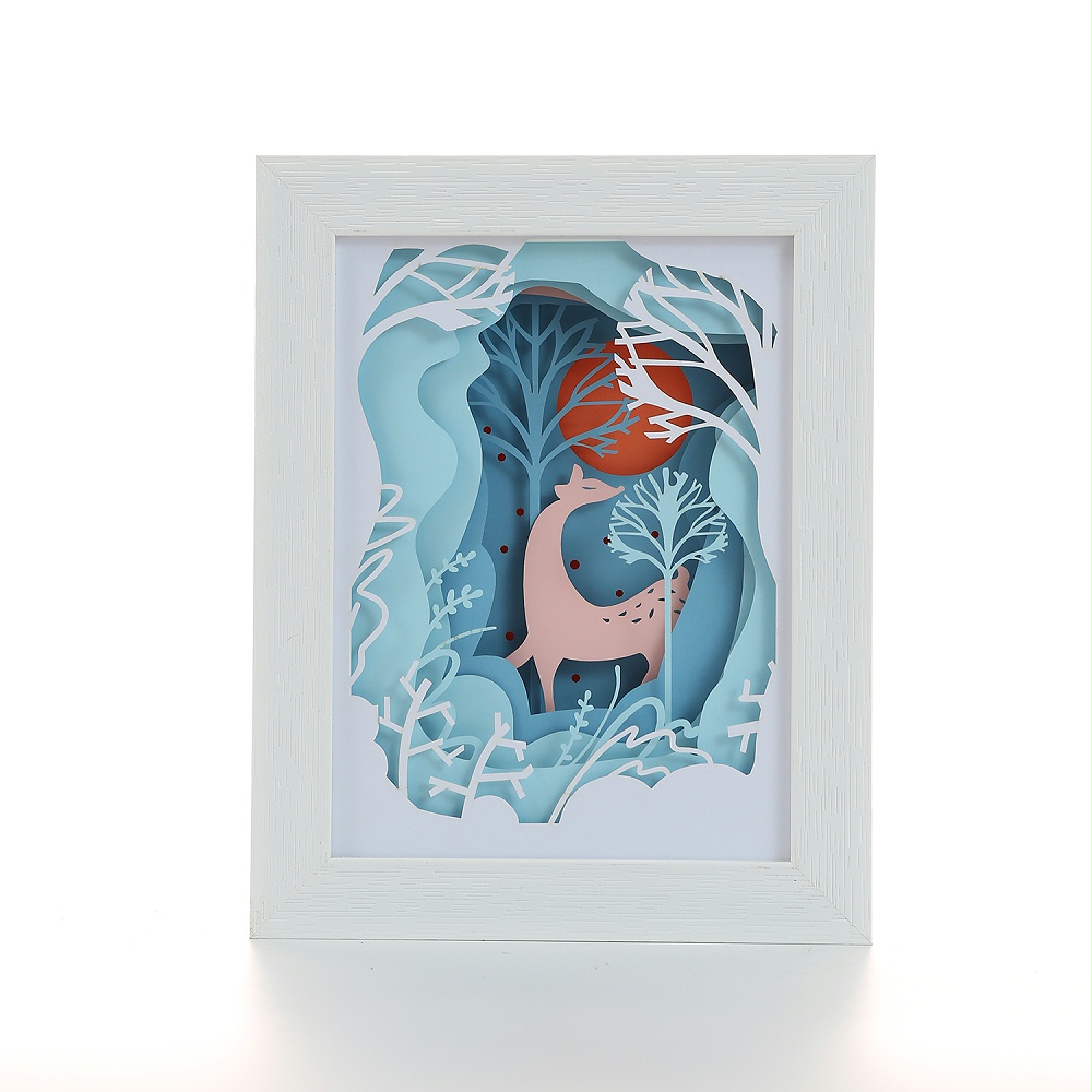 創意3d紙雕燈麋鹿光影紙雕燈動物疊影燈廠家定製