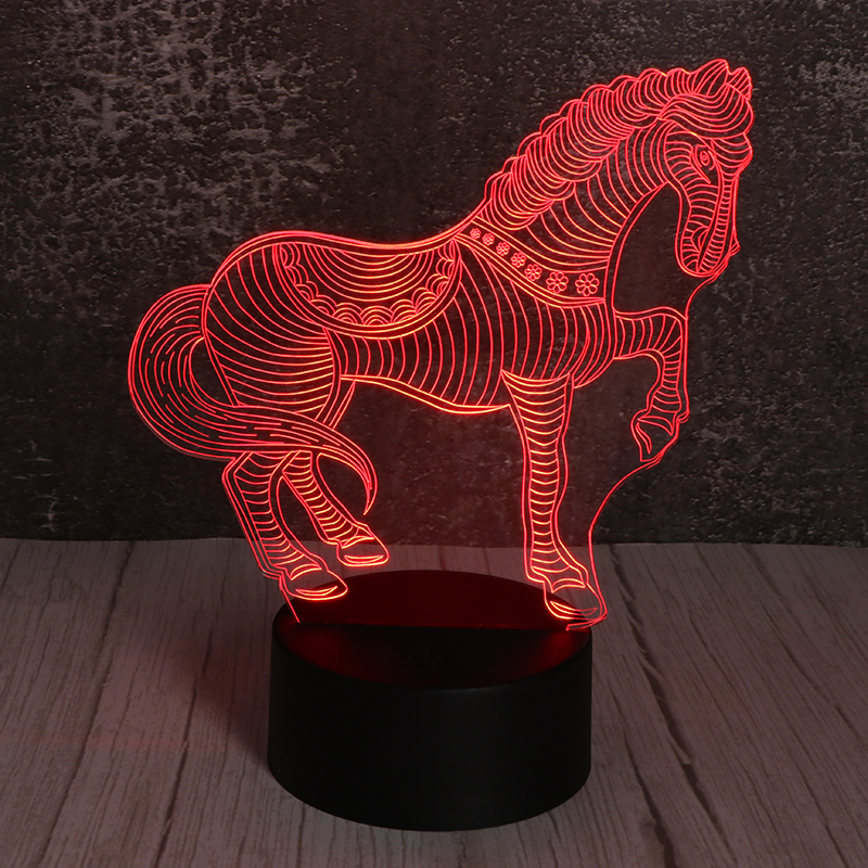 3d立體小夜（yè）燈（dēng）創意亞克（kè）力立體小夜燈七（qī）彩小夜燈（dēng）千裏馬定製